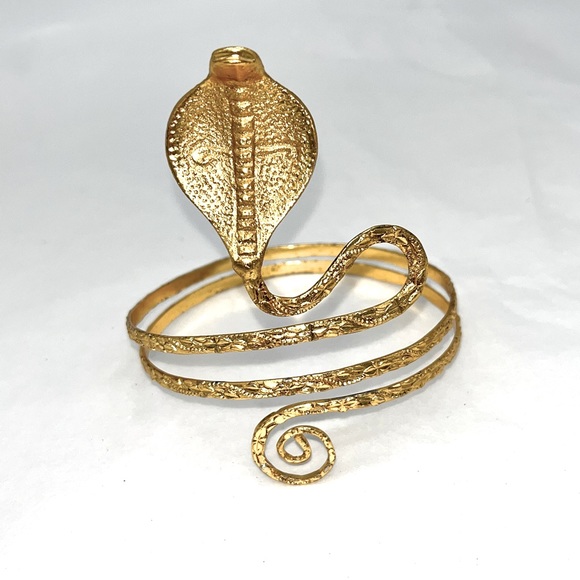 Good Tone Adjustable 10” Metal Cobra Snake Arm Cuff Band Bracelet Bellydancing - Picture 2 of 3